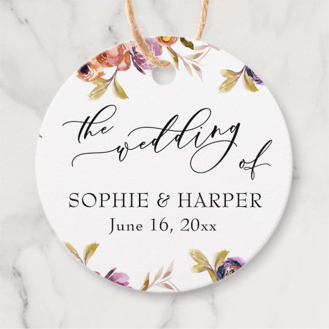 Målade Blommigtar lyxkalligrafi Bröllop Gåvor Etiketter (Framsida)