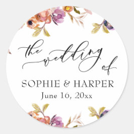 Målade Blommigtar lyxkalligrafi Bröllop Runt Klistermärke