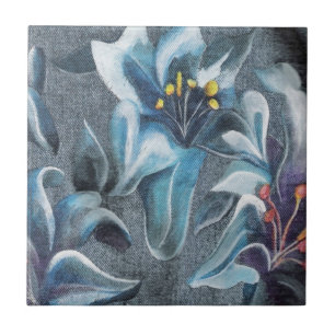 målade blommor kakelplatta