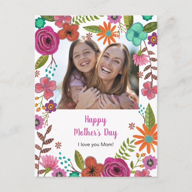Målade blommor Mors dag-kort Vykort (Framsida)