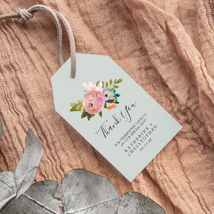 Målade blomster tackfavor presentetikett