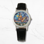 Målade Butterfly Starry Night Himlar Elegant Woman Armbandsur<br><div class="desc">Eleganten Womans Watches,  färgad fjäril med trendig,  Himmel med stjärnor i bakgrunden,  med  måne och stjärnor. Skapat av Evco Studio www.zazzle.com/store/evcostudio</div>