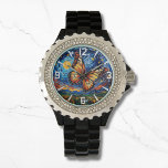 Målade Butterfly Starry Night Himlar Elegant Woman Armbandsur<br><div class="desc">Eleganten Womans Watches,  färgad fjäril med trendig,  Himmel med stjärnor i bakgrunden,  med  måne och stjärnor. Skapat av Evco Studio www.zazzle.com/store/evcostudio</div>