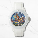 Målade Butterfly Starry Night Himlar Elegant Woman Armbandsur<br><div class="desc">Eleganten Womans Watches,  färgad fjäril med trendig,  Himmel med stjärnor i bakgrunden,  med  måne och stjärnor. Skapat av Evco Studio www.zazzle.com/store/evcostudio</div>