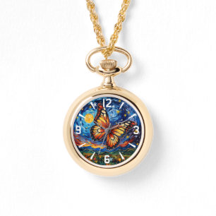 Målade Butterfly Starry Night Himlar Elegant Woman Armbandsur