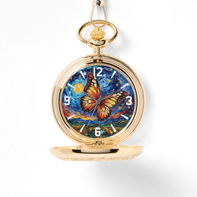 Målade Butterfly Starry Night Himlar Elegant Woman Armbandsur (Framsida)