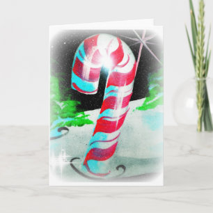 Målade candy cane helgkort