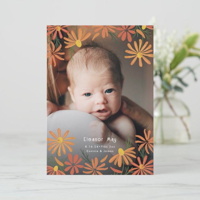 Målade Daisy Fotofödelse Meddelande (Stående Fram)