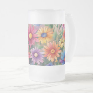 Målade Daisy - Frostat Ölglas