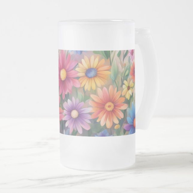 Målade Daisy - Frostat Ölglas (Framsida höger)