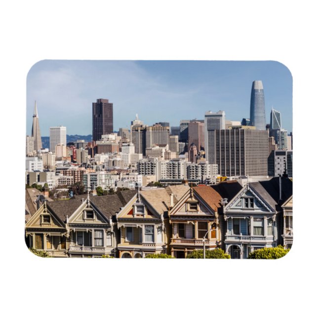 Målade Dam Victorian Homes i San Francisco Magnet (Horisontell)