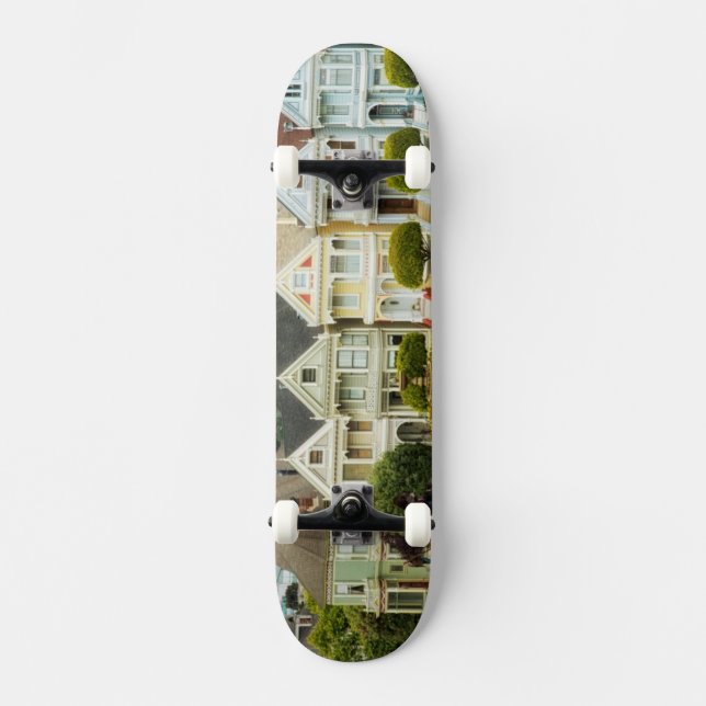 Målade dam-, Victorianhus och horisont Mini Skateboard Bräda 18,7 Cm (Framsida)