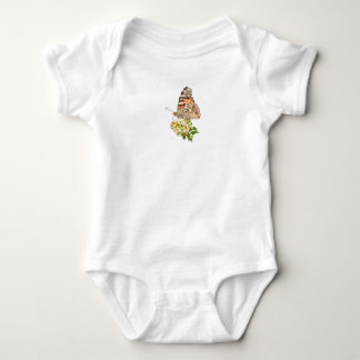Målade damfjäril på vita blommor t shirt