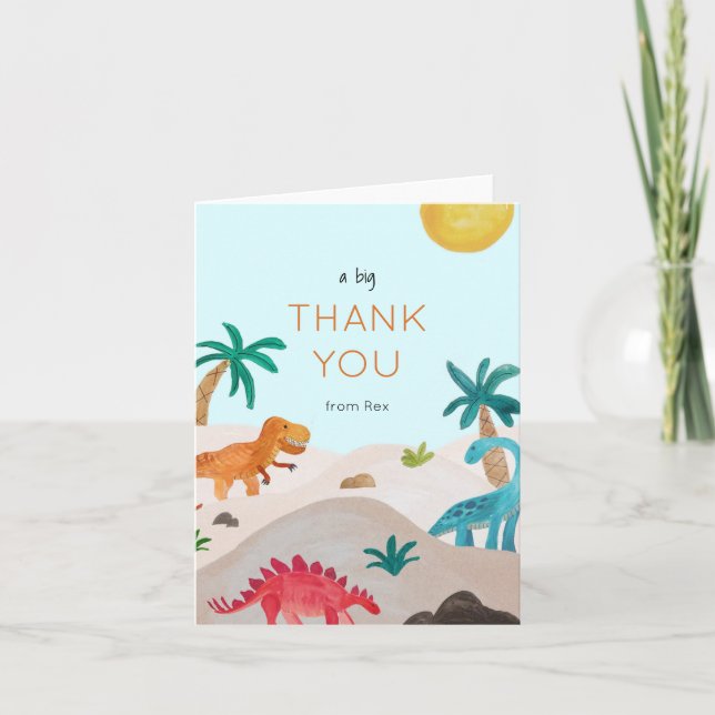 Målade dinosaurier tack kort (Framsida)