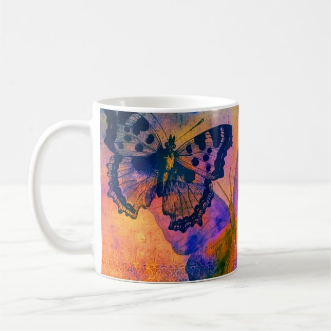 Målade fjärilar  kaffemugg (Vänster)