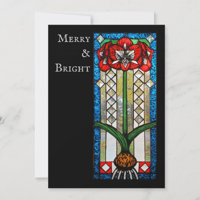 Målade glas amaryllis Högtid och jul Julkort (Framsida)