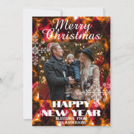 Målade Glas Dimmig  Foto Röd Guld Julkort