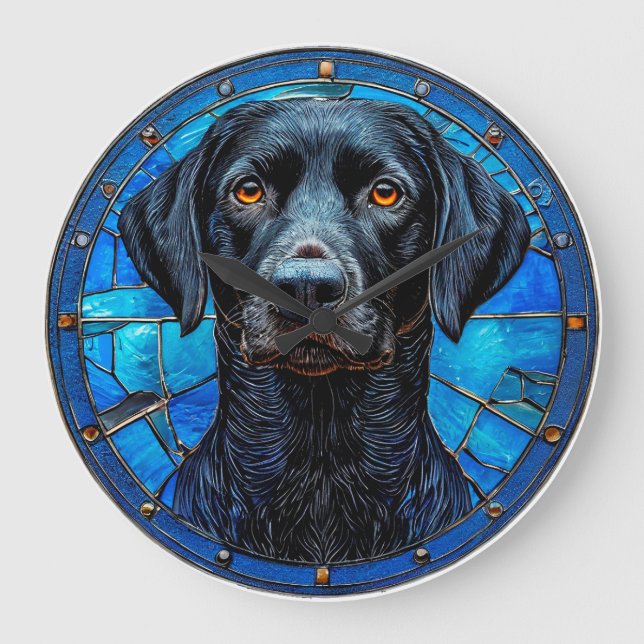 Målade glas labrador stor klocka (Framsida)