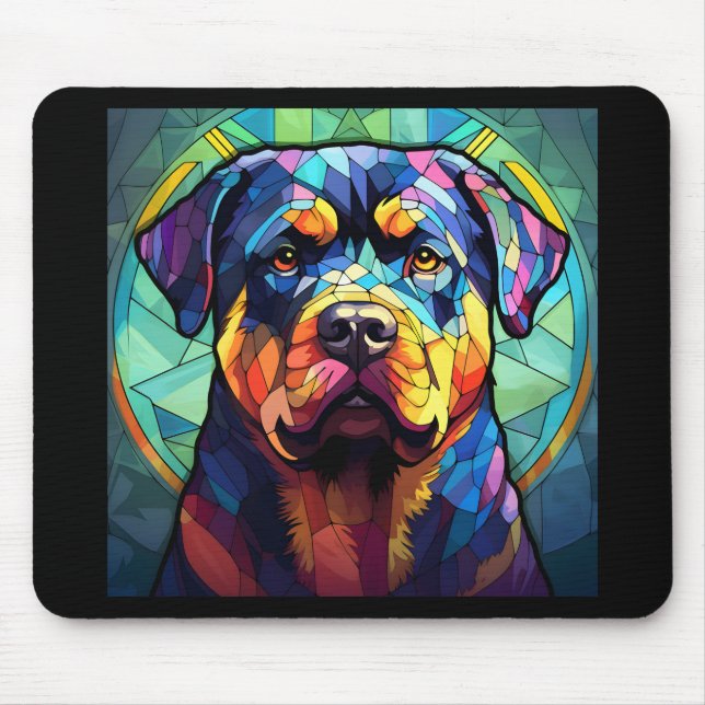 Målade glas Rottweiler  Musmatta (Framsidan)