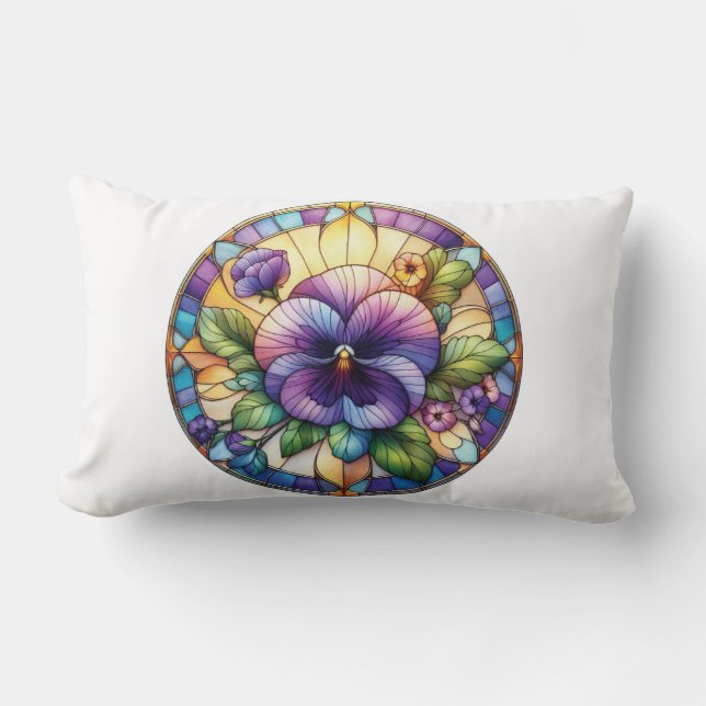 Målade glas violblomma lumbarkudde (Framsida)