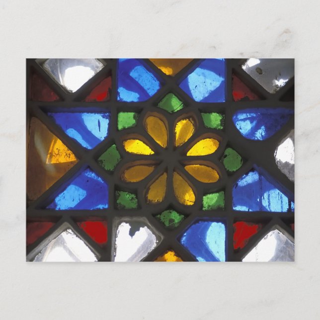 Målade glasfönster inne i National Vykort (Framsida)