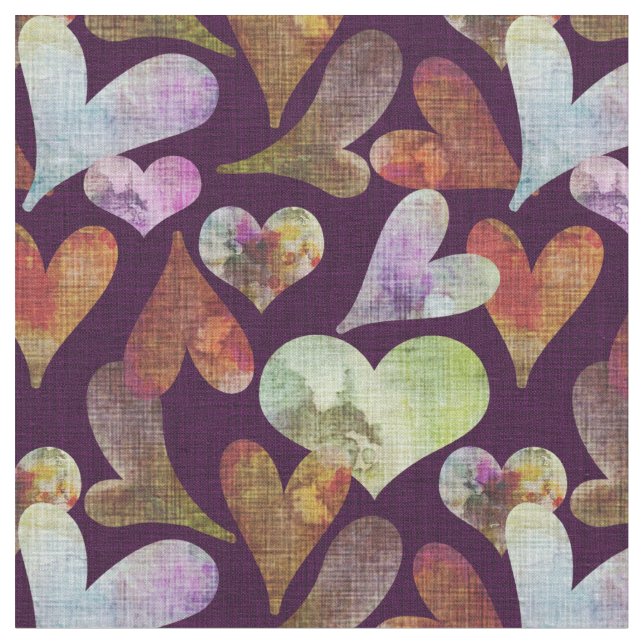 Målade Hearts Kammade Cotton-Fabric (56-tums bredd Tyg (Närbild)