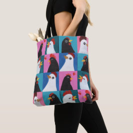 Målade hönsor backpack tygkasse