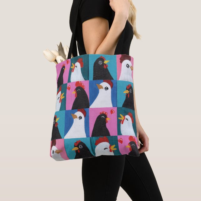 Målade hönsor backpack tygkasse (Närbild)