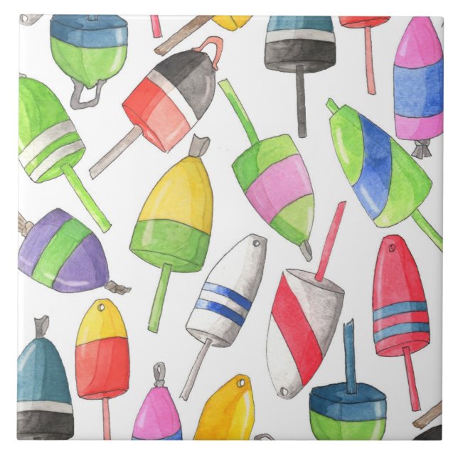 Målade hummerboj kakelplatta (Framsidan)