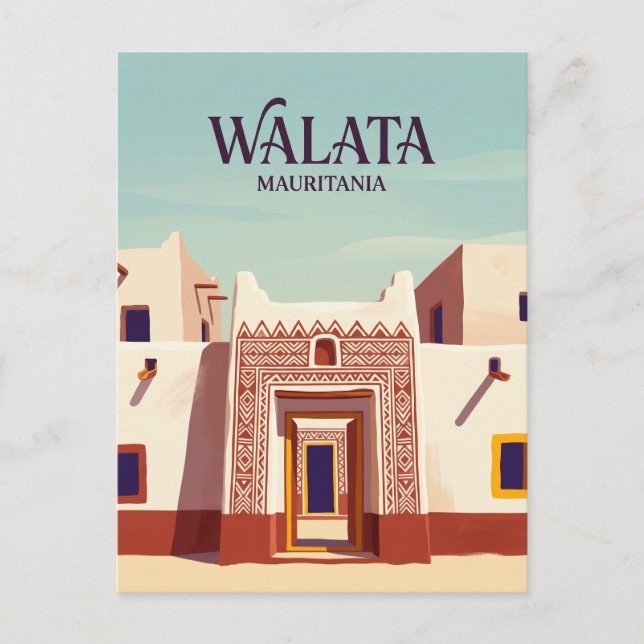 Målade hus i Walata Mauretanien Vykort (Framsida)