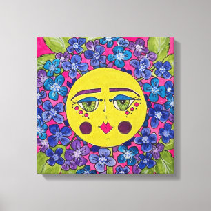 Målade Hydrangea Flower Girl Canvas Art