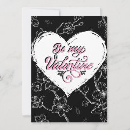 Målade i passion: Monokroma Blommor, Rosa Kärlek Julkort