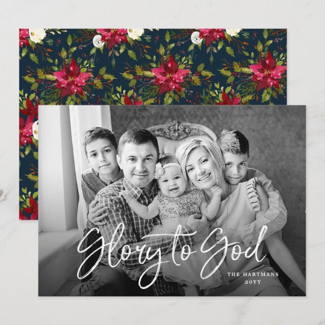 Målade julstjärnor | Foto i full bredd Julkort (Fram/baksida)