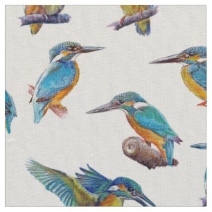 målade Kingfishers Tyg