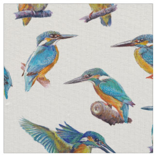målade Kingfishers Tyg