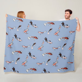 Målade Koi Swimming i Pond Fleecefilt