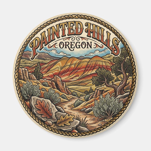 Målade kullar Oregon Magnet (Framsidan)