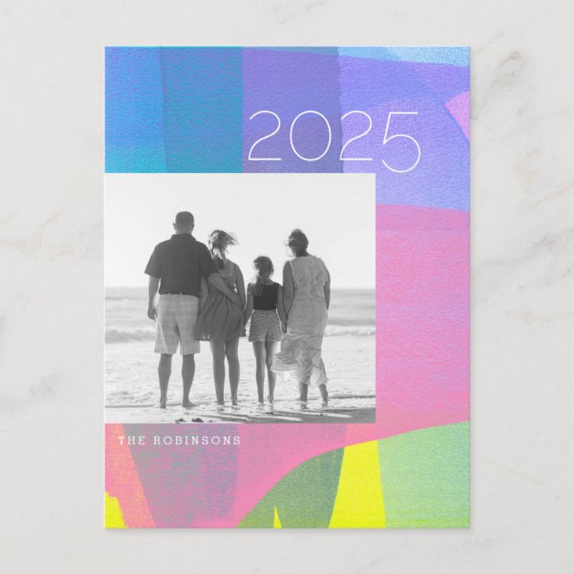 Målade lager 2025 Nyårs fotobrevkort Helg Vykort (Framsida)