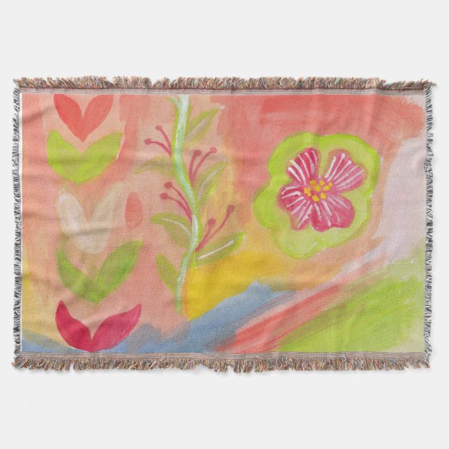 målade löv och blommor mysfilt (Framsidan)