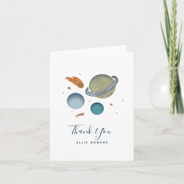 Målade planeter tack kort (Framsida)