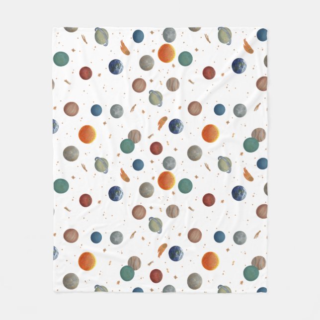 Målade Planets Baby Fleecefilt (Framsidan)