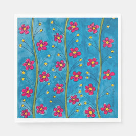 Målade Poppy Blommar Party Napkins Pappersservett
