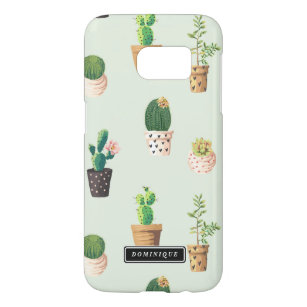 Målade prickar med Succulents & Cacti Mönster Fodr Galaxy S5 Skal