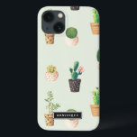 Målade prickar med Succulents och Cacti Mönster<br><div class="desc">Cute och modern iPad mini fodral med accti och succulents i målade hjärthögar med myntbakgrund. Personligen kommer fodral att bli perfekt som gåva. Liknande utformningar finns tillgängliga.</div>