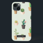 Målade prickar med Succulents och Cacti Mönster<br><div class="desc">Cute och modern iPad mini fodral med accti och succulents i målade hjärthögar med myntbakgrund. Personligen kommer fodral att bli perfekt som gåva. Liknande utformningar finns tillgängliga.</div>