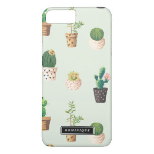 Målade prickar med Succulents och Cacti Mönster