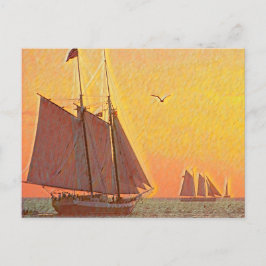 Målade segelbåtar vykort