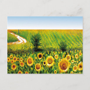 målade solblommor vykort