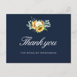 målade solrosor blå brudtackkort inbjudan vykort