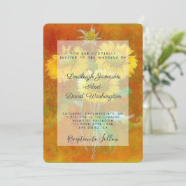 Målade solrosor bröllopsinbjudan inbjudningar